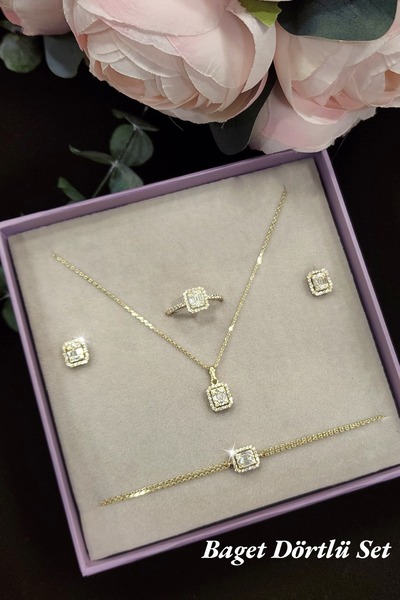 Hepimitu Altın Baget Tektaş Set Dörtlü 14 Ayar
