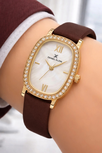 Daniel Klein Leather Cord Steel Case Women's Wristwatch+Bracelet Gift Coffee-...