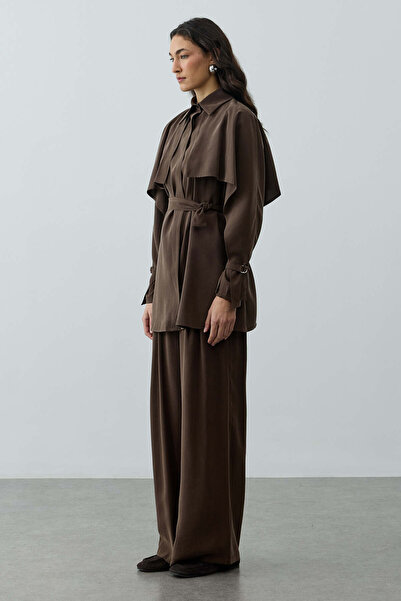 Fahhar Pelerinli Gömlek Kahverengi