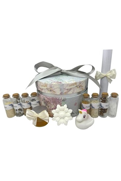 OEM Set pentru Prima Baie cu Nași, Cutie cu Flori și Panglică