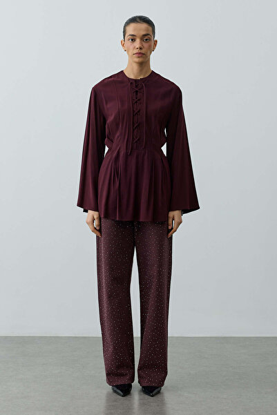 Fahhar Bağcık Detaylı Üst Mürdüm