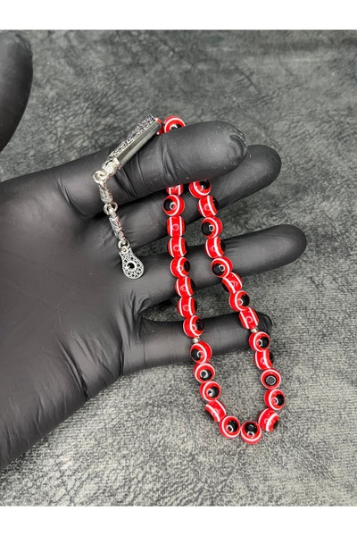 Mos Tespih Red Evil Eye Beaded High-End Special Design Prayer Beads