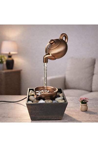 Store Demlik Tasarım Dekoratif Su Şelalesi 27x11,5 Cm Led Işıklı Masaüstü Şelale