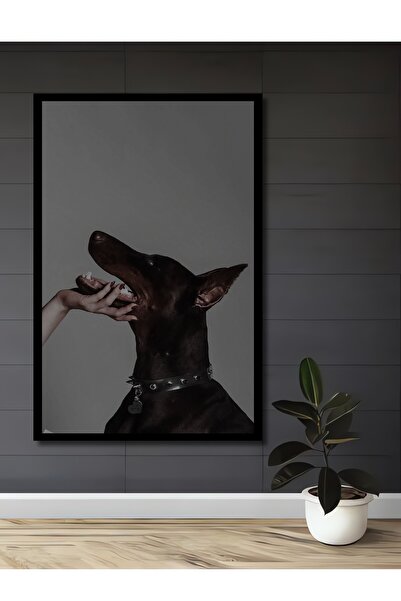 Caddemia Çerçeve Görünümlü Dekoratif Ahşap Mdf Kare Doberman Dokunuşu Tablosu...