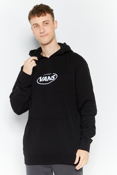 Vans Men Hooded Embroidered Long Sleeve Sweatshirt, Black