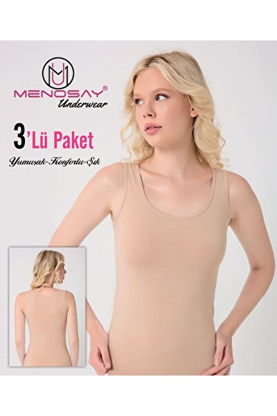MENOSAY 3'lü paket kalın askılı ten atlet