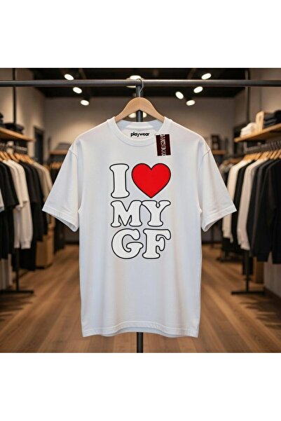 playwear Bol Kalıp I Love My Gf Design Printed T-Shirt