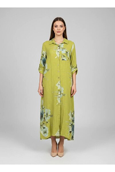 Rabiossa KADIN İTALYAN DESENLİ KETEN ELBİSE