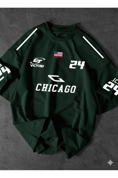 COMANCHERO Unisex Chicago 24 Tasarım Baskılı Oversize T-shirt