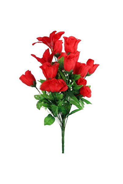 Goliat Czerwony Bukiet Sztucznych Kwiatów Żywe Piękno - Róża i Lilia, 54 cm
