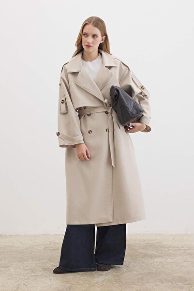 Hooopstore Premium Oversize Beige Trench Coat
