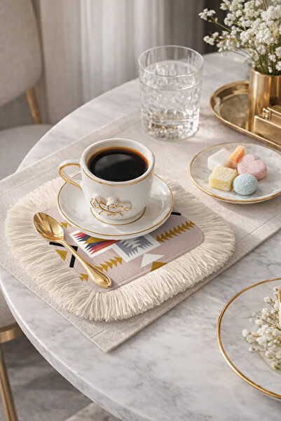 Evimde Bambaşka Șervețele de prezentare cu franjuri etnice geometrice - Șerve...