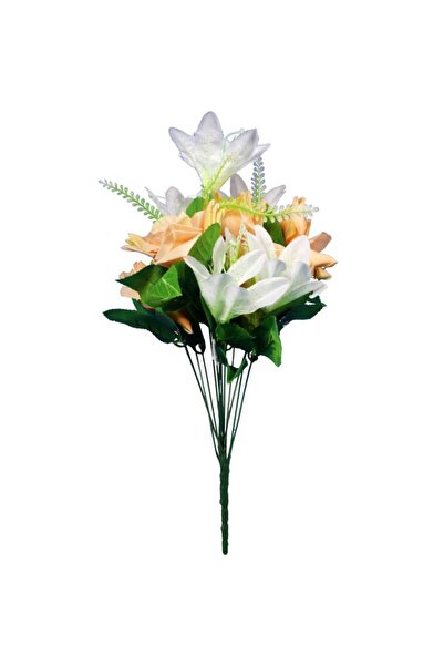 Goliat Bukiet 12 kwiatów mix róża și lilia łososiowo biały