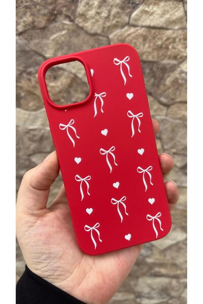 Vip Case iPhone 15 Compatible Heart Bow Patterned Silicone Shock-Absorbing Cl...