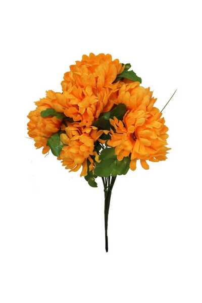 Goliat Pomarańczowy Bukiet Sztucznych Chryzantem z Dodatkiem Trawy - Dekoracy...