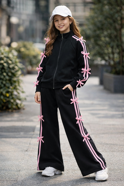 MİA SHİNE S 2-Piece Tracksuit Set with Bow Detail