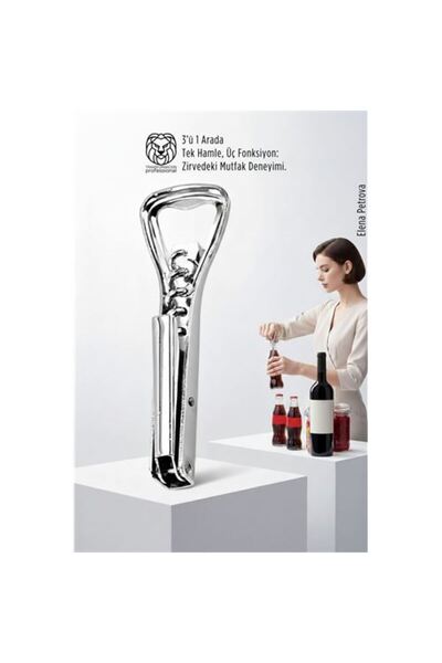 ModaCar 3 ü 1 Arada Profesyonel Çelik Tirbüşon: Lüks Şişe ve Kavanoz Açacağı ...