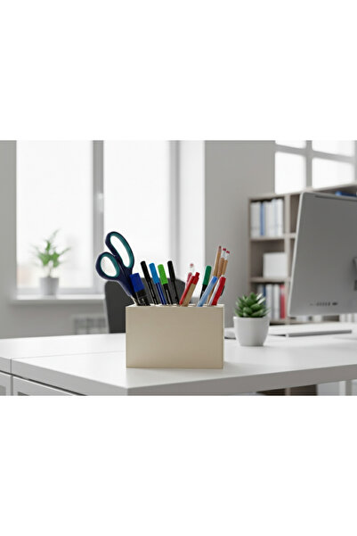 MONTETOYS منظم مكتبي خشبي متعدد الفتحات لحمل الأقلام باللون الرمادي