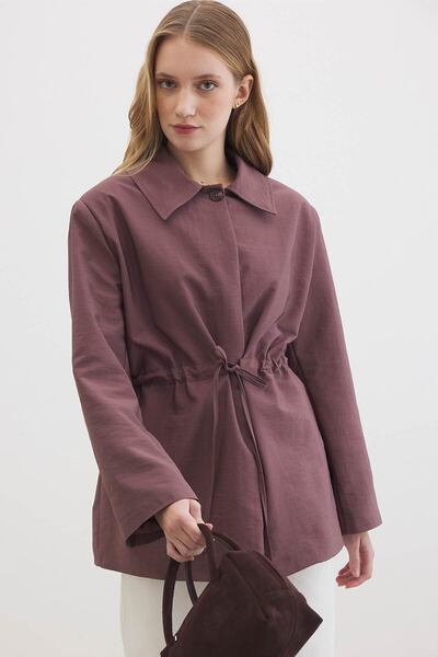 Hooopstore Burgundy Jacket with Gathered Detail