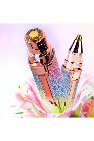 ASG ÇİFT BAŞLIKLI USB ŞARJLI MİNİ CEP EPİLASYON (Simli Ruj Model) Yüz Yanak B...