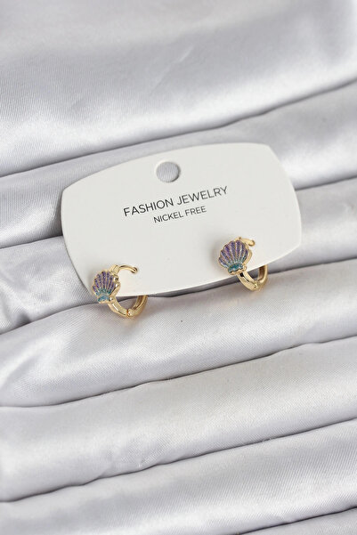 CT STONES Mey imports ®   Seashell design gold brass children's earrings