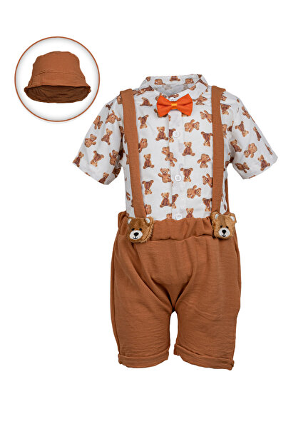 Baby Cara Baby Boy Teddy Bear Turkish Cotton Outfit Set – Shirt, Shorts & Bow...
