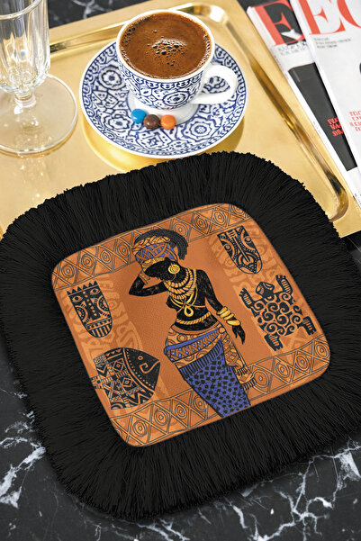 Evimde Bambaşka منديل تقديم ذهبي اللون مستوحى من أفريقيا - منديل بنمط عرقي بر...