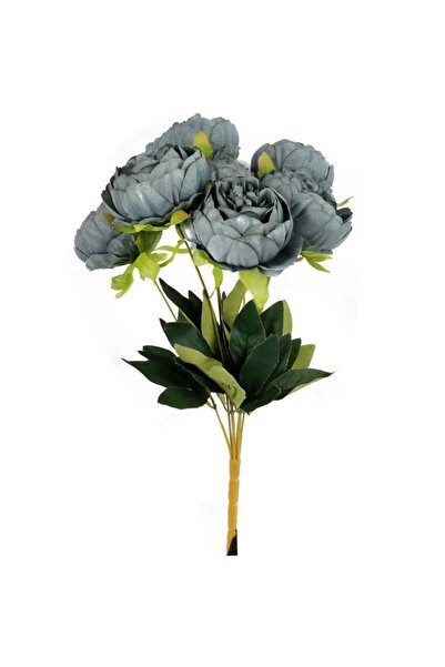 Goliat Sztuczne Piwonie w Kolorze Szaro niebieskim - Bukiet 7 Sztuk, 48 cm
