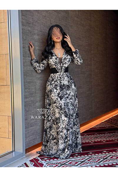 Warazan Zebra dress with a gathered waist