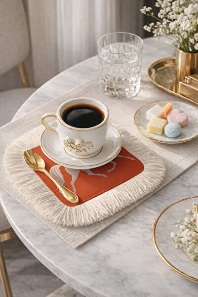 Evimde Bambaşka Saray At Desenli Saçaklı Servis Kokteyl Peçetesi - Asil Eklek...