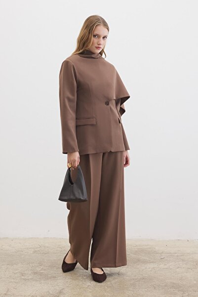 Hooopstore Mink Blazer Jacket with Cape Detail