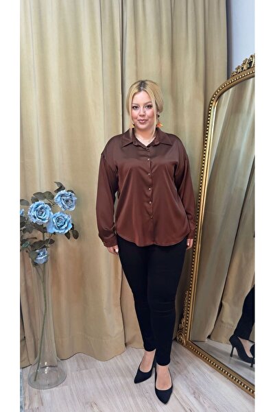 ASSO Women's Plus Size Satin Shirt