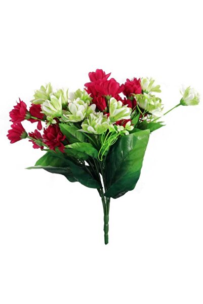 Goliat BUKIET 12 DROBNYCH DALII Z DUŻYMI LIŚĆMI 42 CM BORDOWO ZIELONY