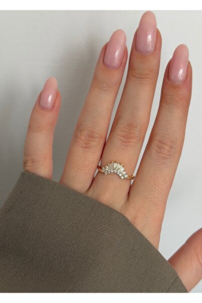 KİLİGİSTANBUL GOLD RENK TAÇ YÜZÜK (BEDENİ AYARLANABİLİR)