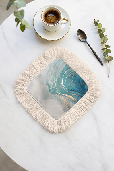 Evimde Bambaşka منديل كوكتيل بتأثير رخامي مع حواف مزخرفة - منديل عصري باللون ...