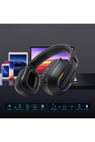 WiderMarkt RGB Işıklı Kablosuz Oyuncu Kulaklığı, Gürültü Azaltıcı Mikrofon, T...