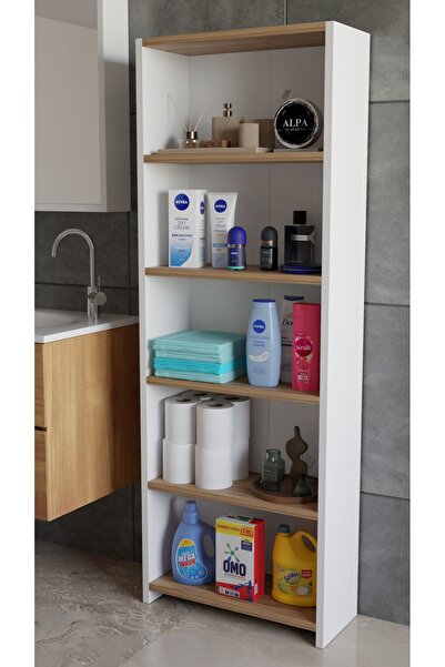 alpaevmobilya Banyo Çamaşır Dolabı 5 Raflı 150 cm Çok Amaçlı Saklama ve Düzen...