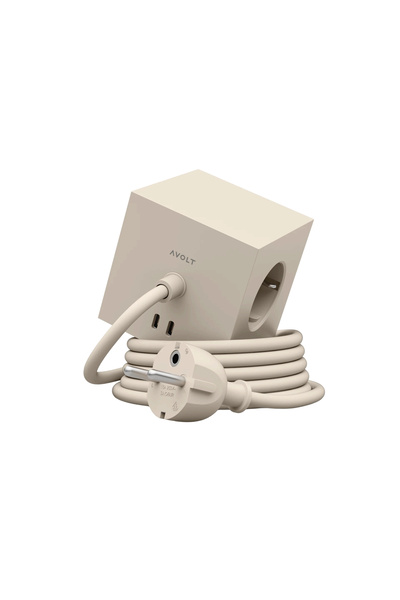 AVOLT Cubic extension cord, AVOLT, Square 1, 3 outlets, 2xUSB-C slots, 1.8 me...
