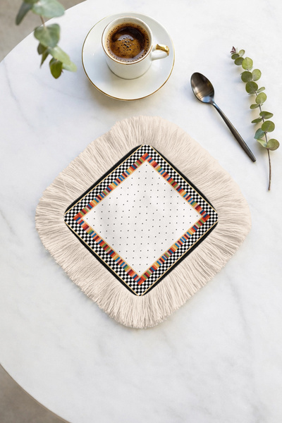 Evimde Bambaşka منديل تقديم فاخر وعصري بتصميم بوهيمي مزخرف - منديل مربع ملون ...