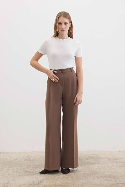 Hooopstore Single Pleated Palazzo Mink Trousers