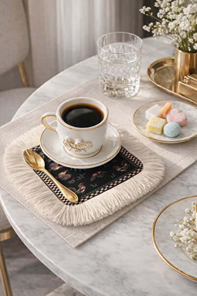 Evimde Bambaşka Șervețel de prezentare cu franjuri cu motiv fermă de lux - Șe...