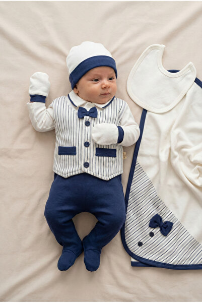 ZEYNUKO Boy Baby Striped Bow Tie 0-3 Months 7-Piece Newborn Hospital Release ...
