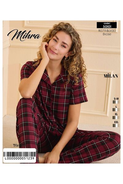 Mihra kısa kol düğmeli yeni sezon pijama takımı