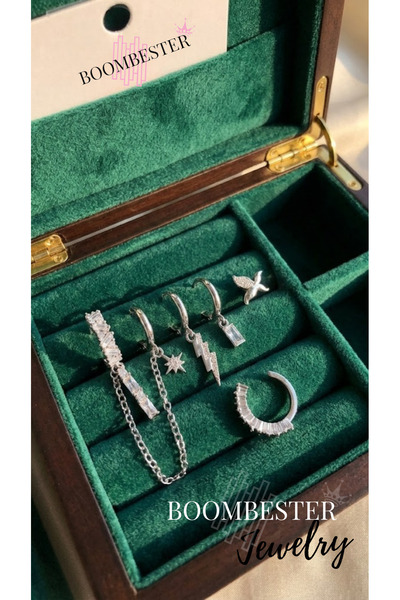 BoomBester Silver Charm Multi Hoop Luxury Earring Set-Boombester Imperial Écl...