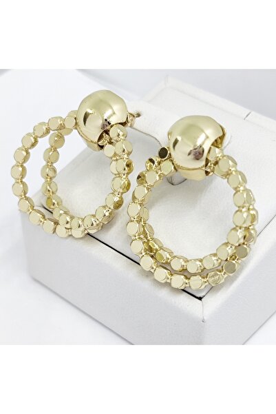 Milena 14k Gold Plated Double Layered Screw Earrings, Hypoallergenic, - Lengt...