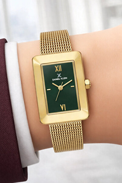 Daniel Klein Steel Cord Steel Case Women Wrist Watch+Bracelet Gift Gold-Green...