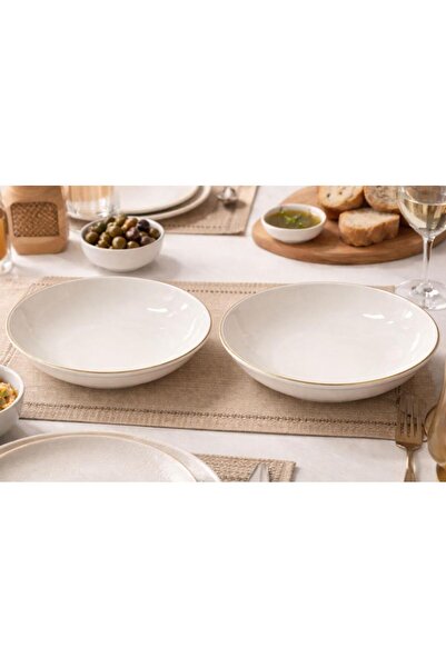 Güral Porselen Bilbao 2 Piece Salad Bowl 25 cm Gold Mesh