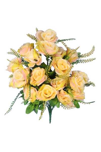 Goliat BUKIET SZTUCZNYCH ŻÓŁTYCH RÓŻ - 20 SZTUK Z DODATKAMI, WYS. 56 CM