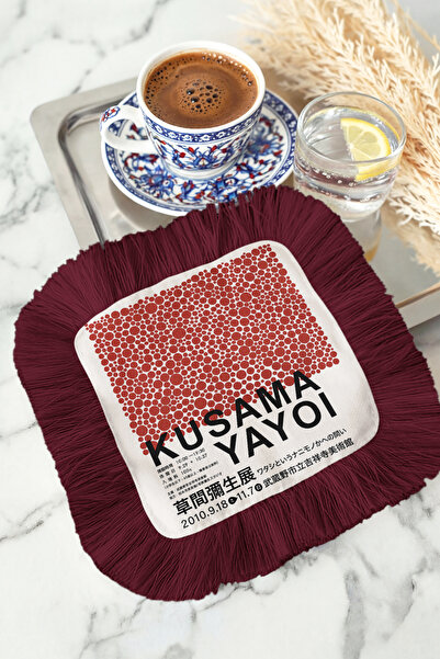 Evimde Bambaşka Șervețel artistic KUSAMA de colecție cu ciucuri - Șervețel pe...