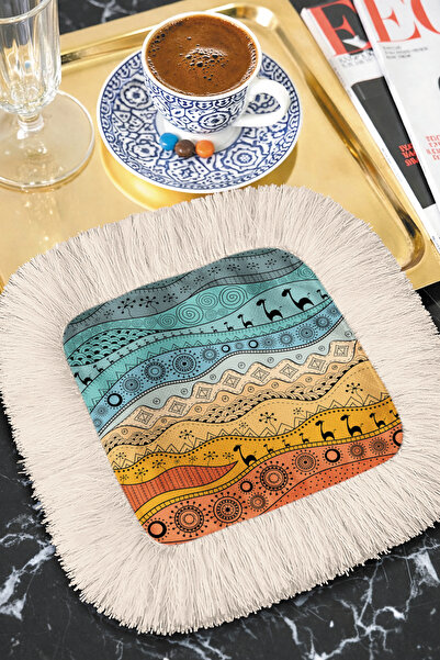 Evimde Bambaşka Χαρτοπετσέτα κοκτέιλ με έθνικ μοτίβα και κρόσσια - Ζωηρό μποέ...